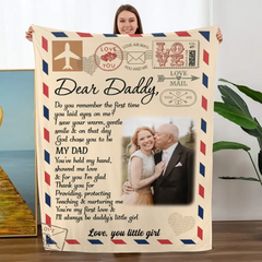 Dear Daddy Letter Blanket From Daughter, Father’s Day Gift From Daughter, Personalised Photo Presents For Dad