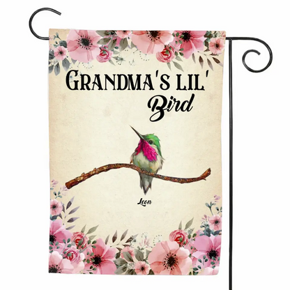 Personalized Grandma's Lil' Birds Garden Flag Printed