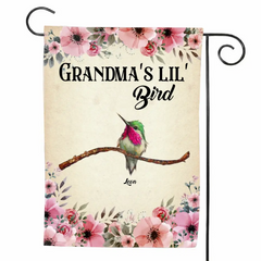 Personalized Grandma's Lil' Birds Garden Flag Printed