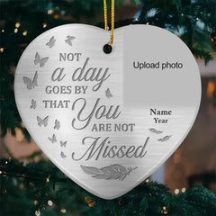 Custom Photo Your Wings Were Ready But My Heart Was Not - Memorial Personalized Custom Ornament - Ceramic Heart Shaped - Christmas Gift, Sympathy Gift For Family Members