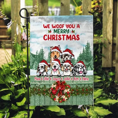 Personalized Garden Flag, Up To 6 Pets, We Woof You A Merry Christmas, Christmas Gift For Dog Lovers, Cat Lovers