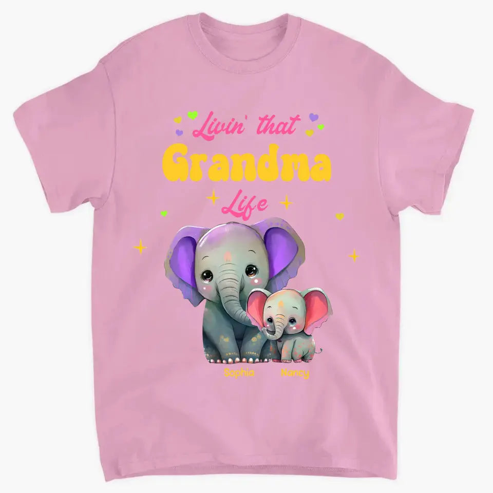 Personalized Livin That Grandma Life Elephant Color Print Clothing