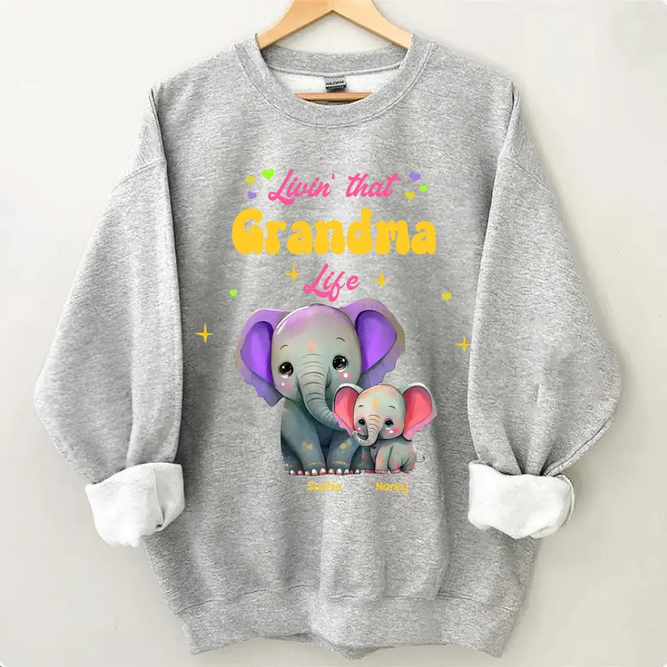 Personalized Livin That Grandma Life Elephant Color Print Clothing