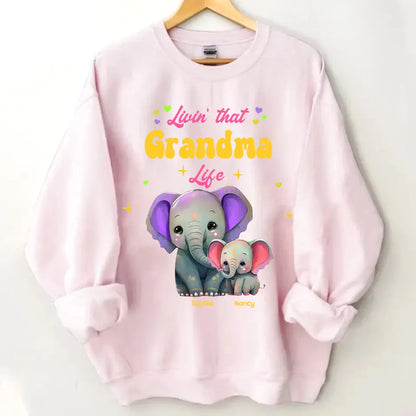 Personalized Livin That Grandma Life Elephant Color Print Clothing