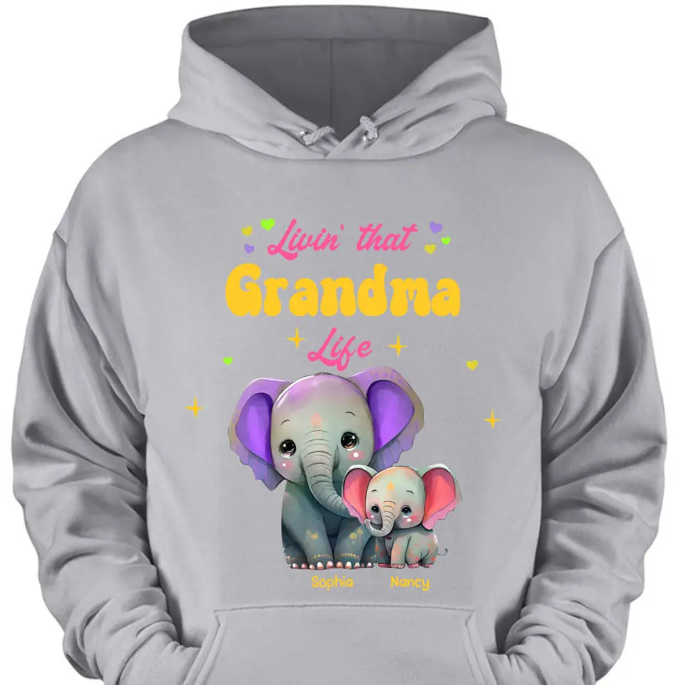 Personalized Livin That Grandma Life Elephant Color Print Clothing