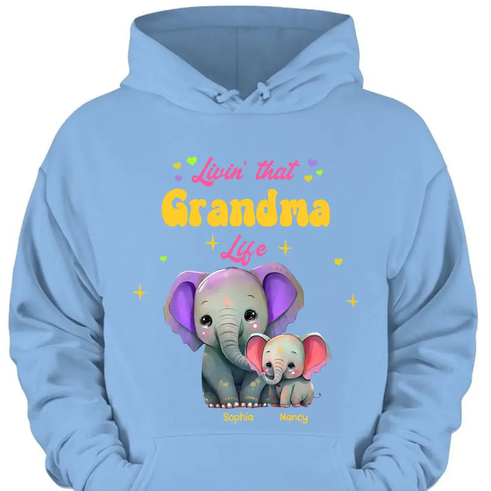 Personalized Livin That Grandma Life Elephant Color Print Clothing