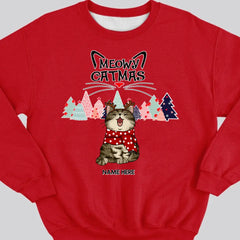 Meowy Catmas, Christmas Tree, Personalized Christmas Cat Breeds Sweatshirt, Sweatshirt For Cat Lovers