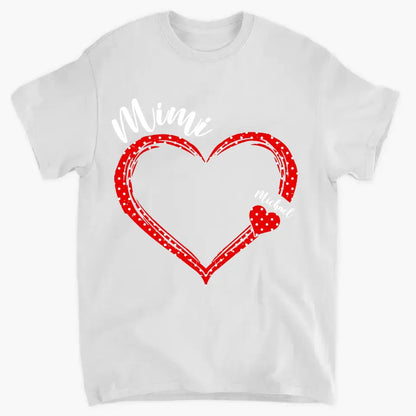 Personalized grandma Nana Mommy aunt child name heart-shaped clothes