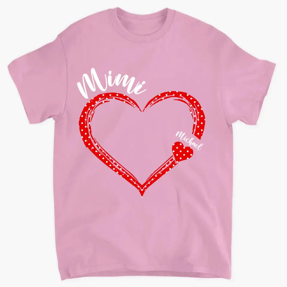 Personalized grandma Nana Mommy aunt child name heart-shaped clothes