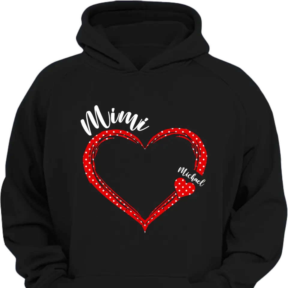 Personalized grandma Nana Mommy aunt child name heart-shaped clothes