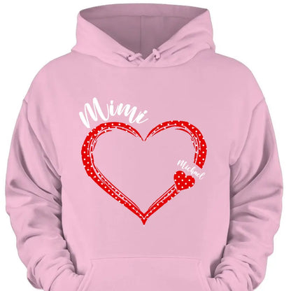 Personalized grandma Nana Mommy aunt child name heart-shaped clothes