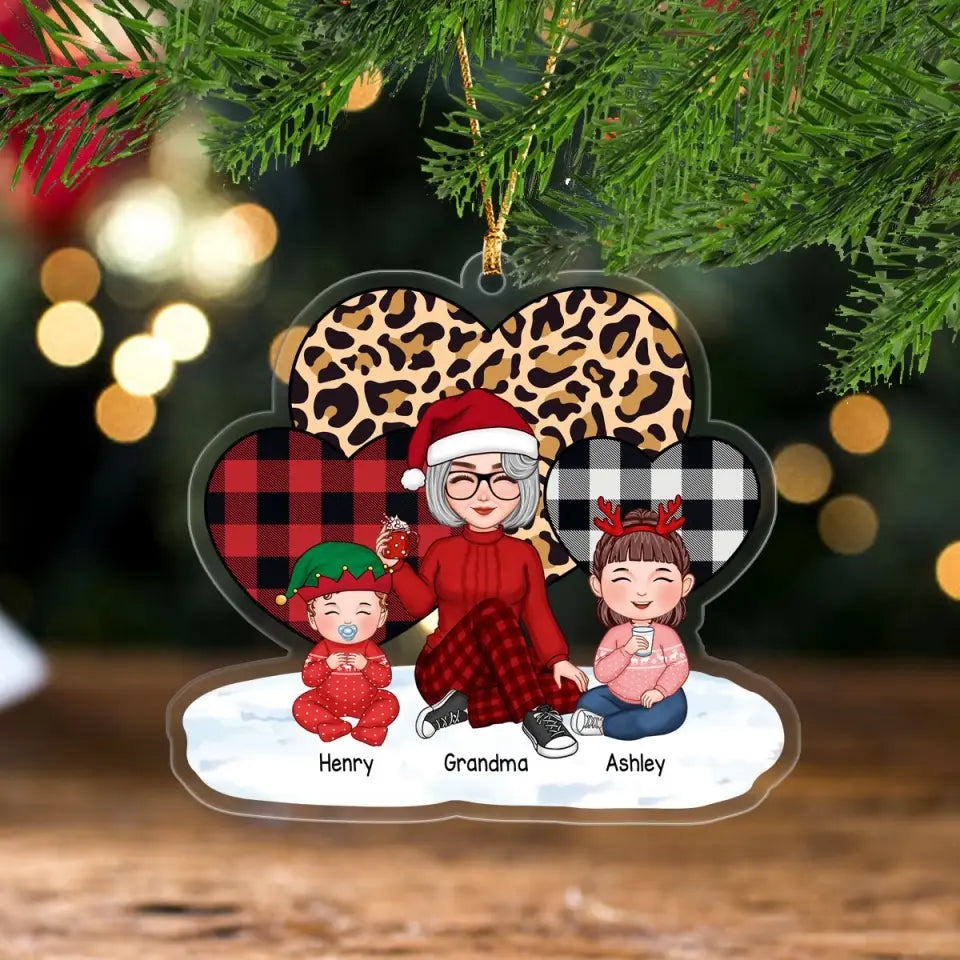 Personalized Grandma & Kids Custom Name Christmas Gift Acrylic Ornament Printed