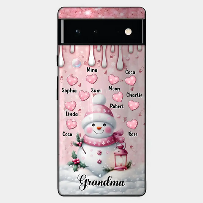 Custom Personalized Snowman Grandma Phone Case - Christmas Gift Idea For Grandma - Up to 10 Kids - Case For iPhone/Samsung/GooglePixel - Grandma