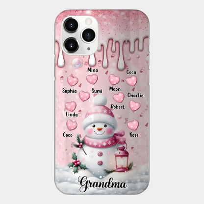 Custom Personalized Snowman Grandma Phone Case - Christmas Gift Idea For Grandma - Up to 10 Kids - Case For iPhone/Samsung/GooglePixel - Grandma