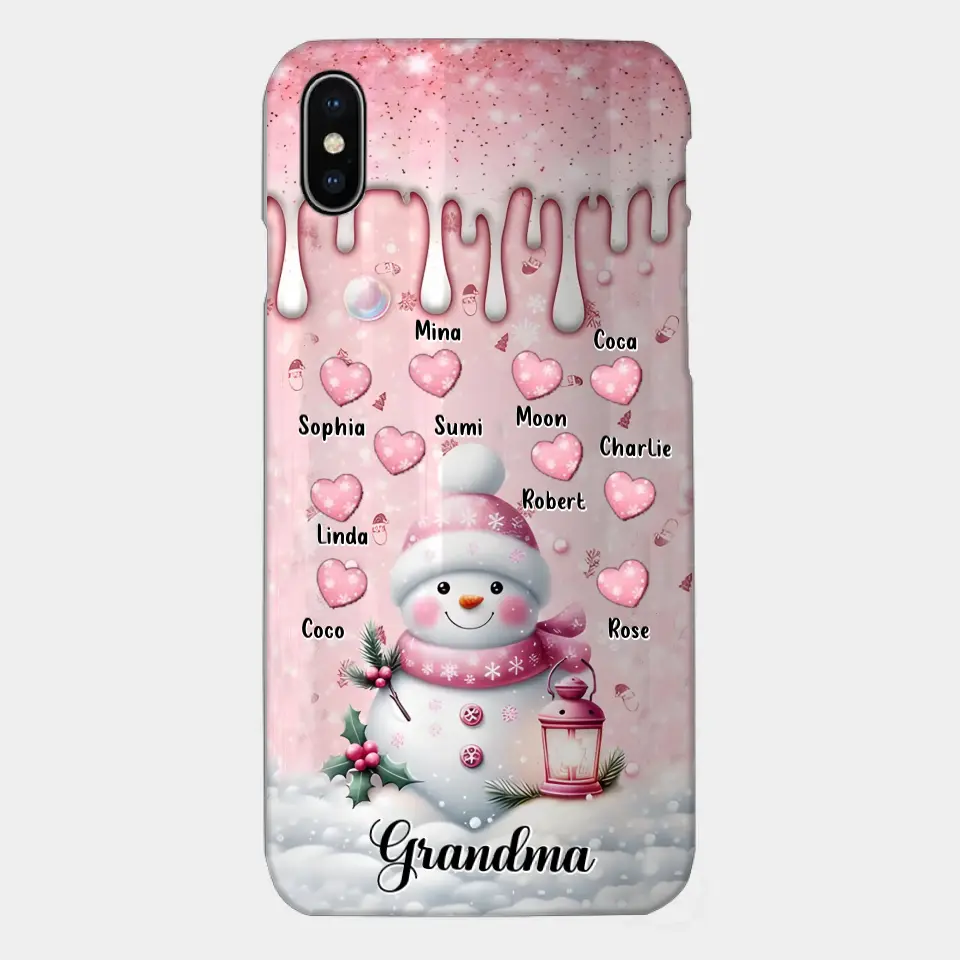 Custom Personalized Snowman Grandma Phone Case - Christmas Gift Idea For Grandma - Up to 10 Kids - Case For iPhone/Samsung/GooglePixel - Grandma