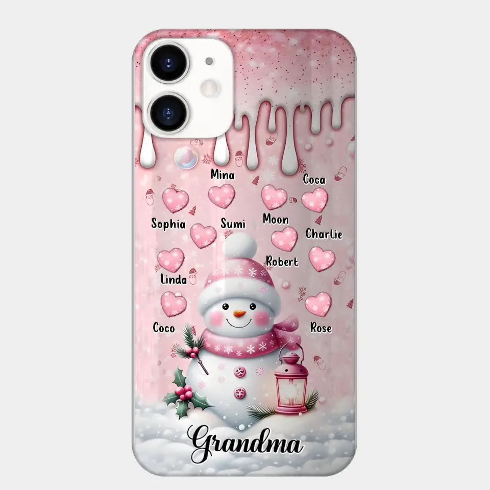 Custom Personalized Snowman Grandma Phone Case - Christmas Gift Idea For Grandma - Up to 10 Kids - Case For iPhone/Samsung/GooglePixel - Grandma