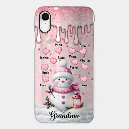 Custom Personalized Snowman Grandma Phone Case - Christmas Gift Idea For Grandma - Up to 10 Kids - Case For iPhone/Samsung/GooglePixel - Grandma