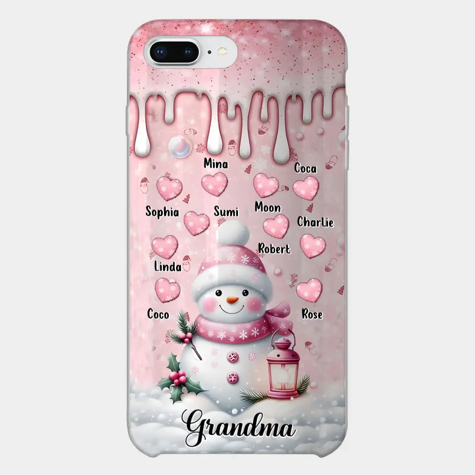 Custom Personalized Snowman Grandma Phone Case - Christmas Gift Idea For Grandma - Up to 10 Kids - Case For iPhone/Samsung/GooglePixel - Grandma