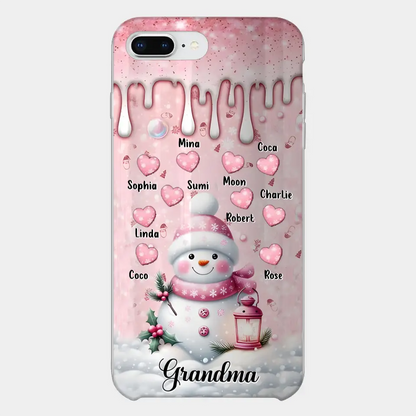 Custom Personalized Snowman Grandma Phone Case - Christmas Gift Idea For Grandma - Up to 10 Kids - Case For iPhone/Samsung/GooglePixel - Grandma