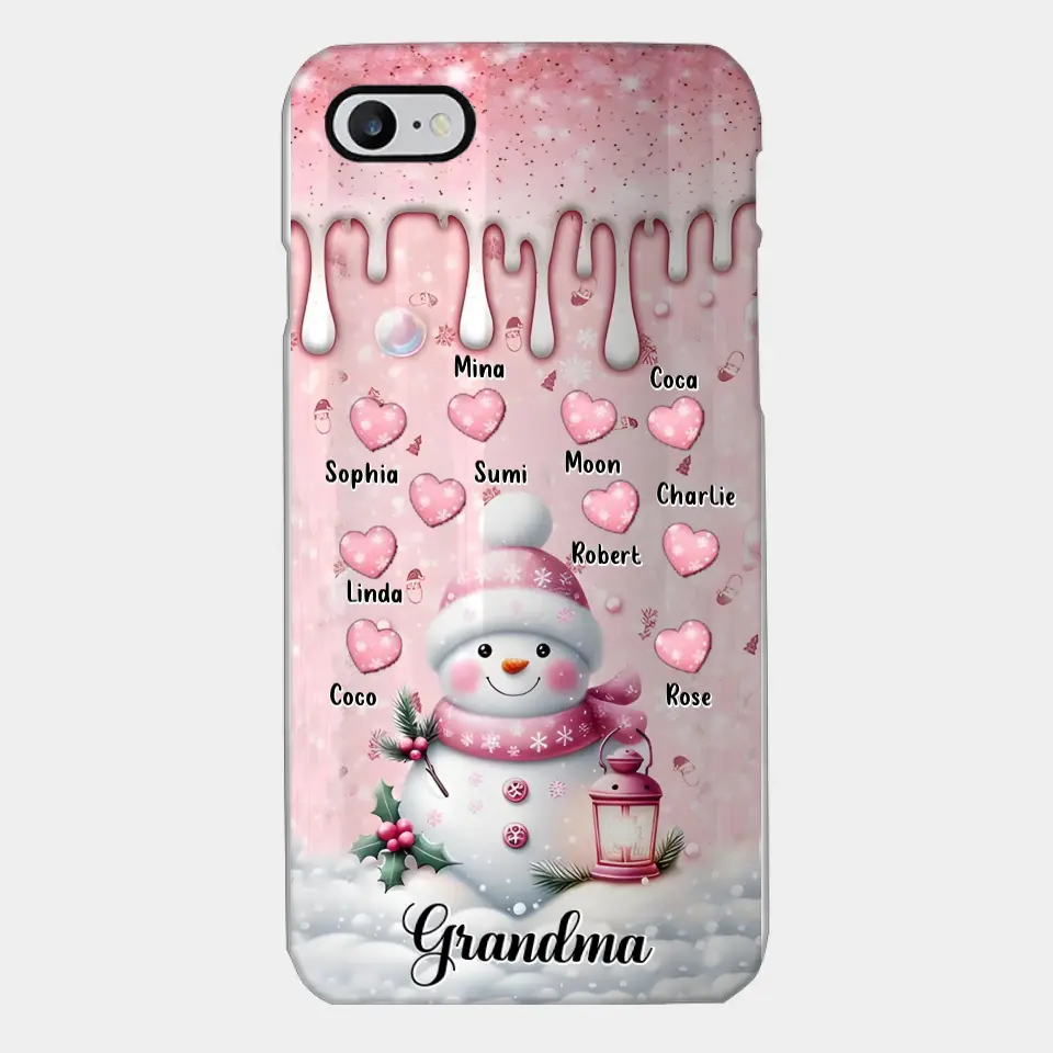 Custom Personalized Snowman Grandma Phone Case - Christmas Gift Idea For Grandma - Up to 10 Kids - Case For iPhone/Samsung/GooglePixel - Grandma