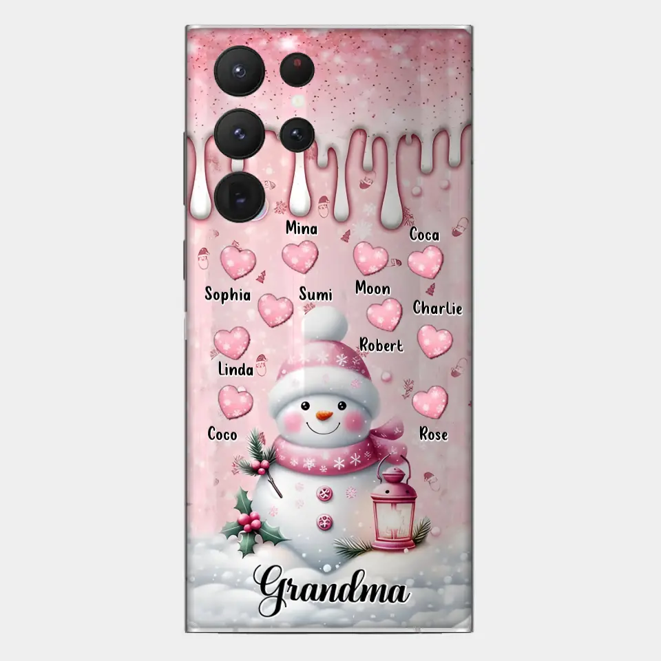Custom Personalized Snowman Grandma Phone Case - Christmas Gift Idea For Grandma - Up to 10 Kids - Case For iPhone/Samsung/GooglePixel - Grandma