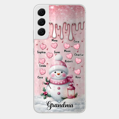 Custom Personalized Snowman Grandma Phone Case - Christmas Gift Idea For Grandma - Up to 10 Kids - Case For iPhone/Samsung/GooglePixel - Grandma