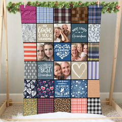 Personalized Upload Your Grandma Aunt Nana Mommy Photos Love You Quilt Blanket Printed