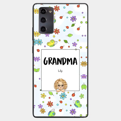 Personalized Grandma with Kids Name Flowers Background Gift For Grandma Phonecase