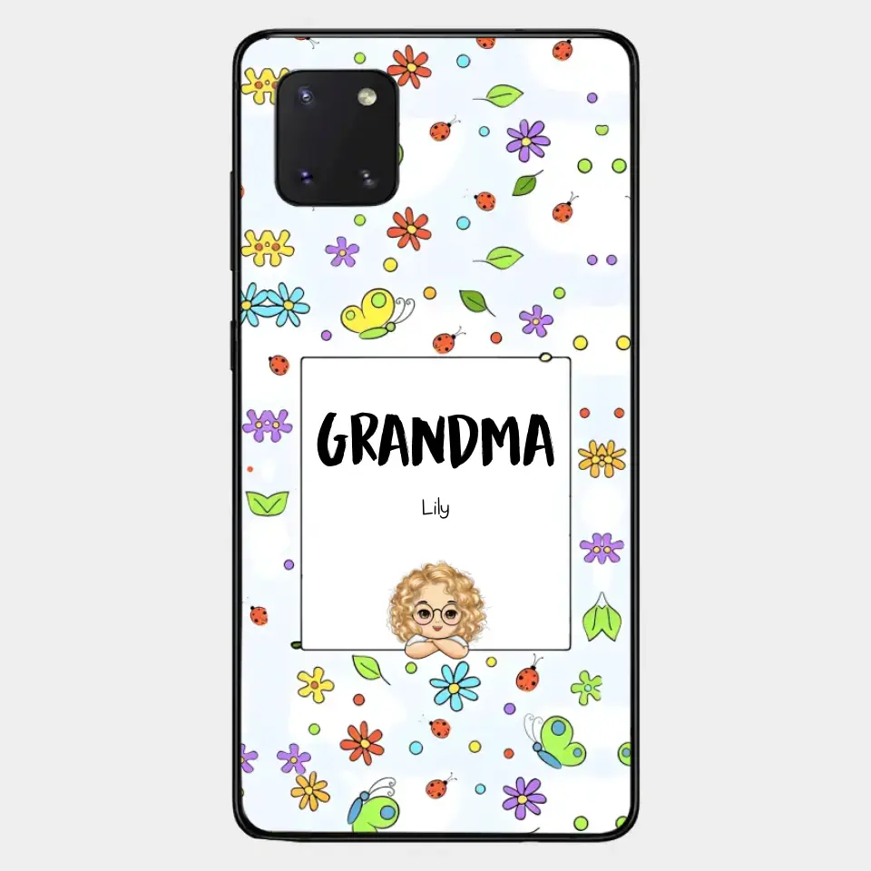 Personalized Grandma with Kids Name Flowers Background Gift For Grandma Phonecase