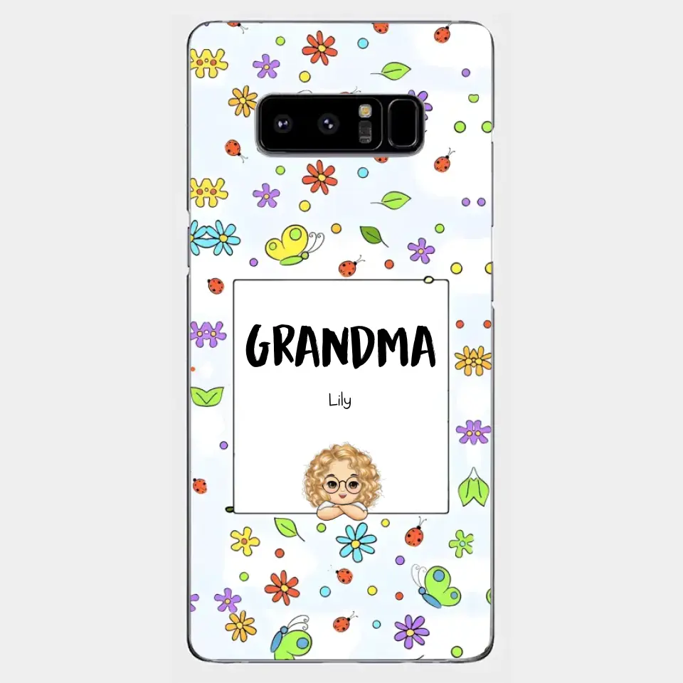 Personalized Grandma with Kids Name Flowers Background Gift For Grandma Phonecase