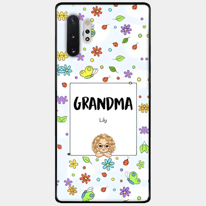 Personalized Grandma with Kids Name Flowers Background Gift For Grandma Phonecase