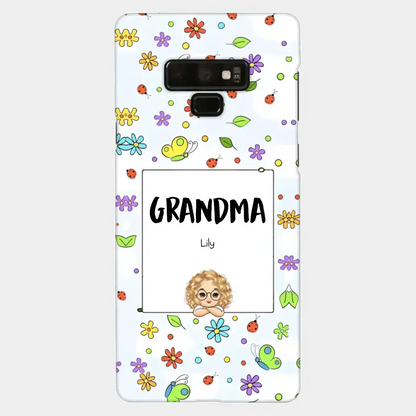 Personalized Grandma with Kids Name Flowers Background Gift For Grandma Phonecase