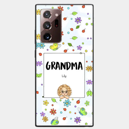 Personalized Grandma with Kids Name Flowers Background Gift For Grandma Phonecase