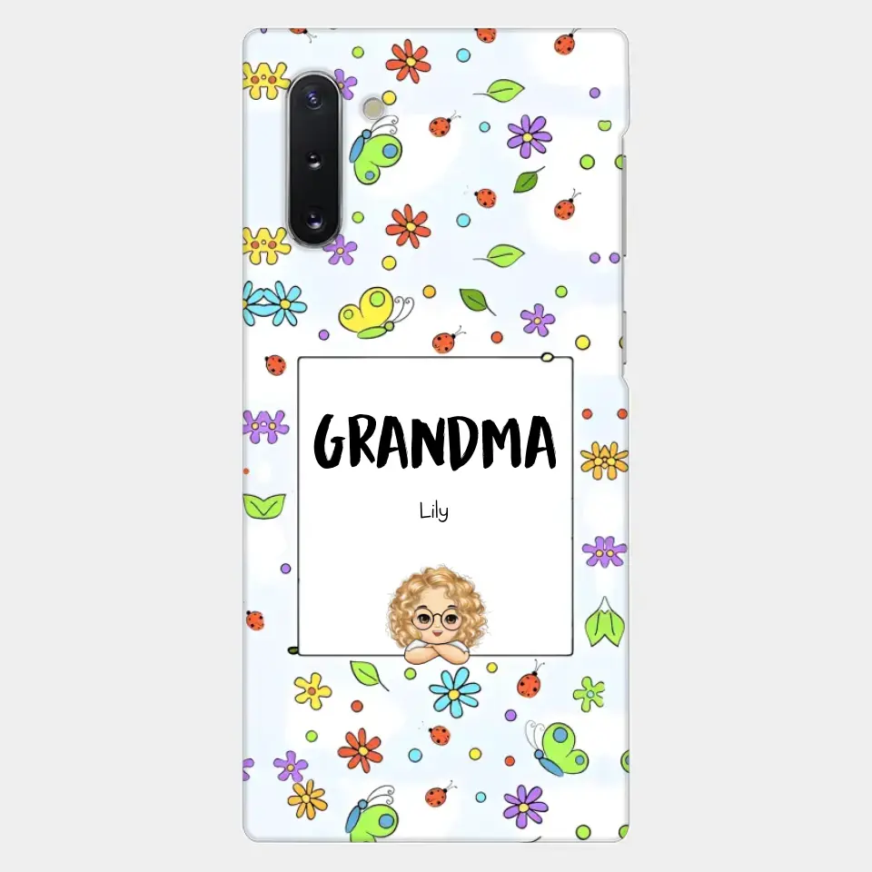 Personalized Grandma with Kids Name Flowers Background Gift For Grandma Phonecase