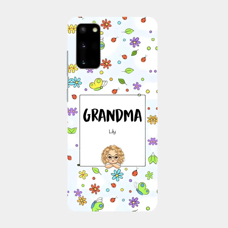 Personalized Grandma with Kids Name Flowers Background Gift For Grandma Phonecase