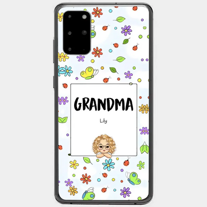 Personalized Grandma with Kids Name Flowers Background Gift For Grandma Phonecase