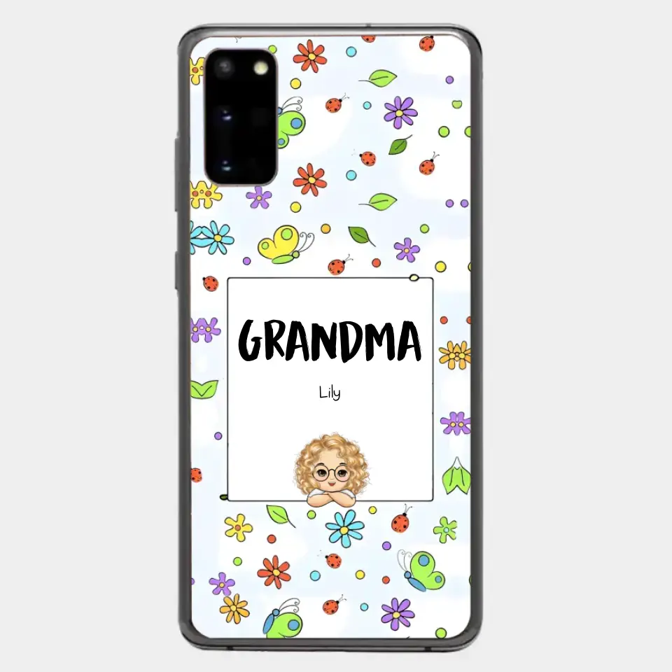 Personalized Grandma with Kids Name Flowers Background Gift For Grandma Phonecase