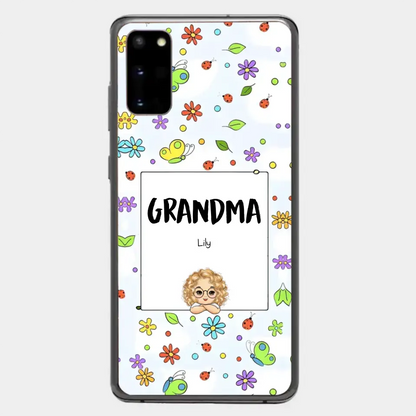 Personalized Grandma with Kids Name Flowers Background Gift For Grandma Phonecase