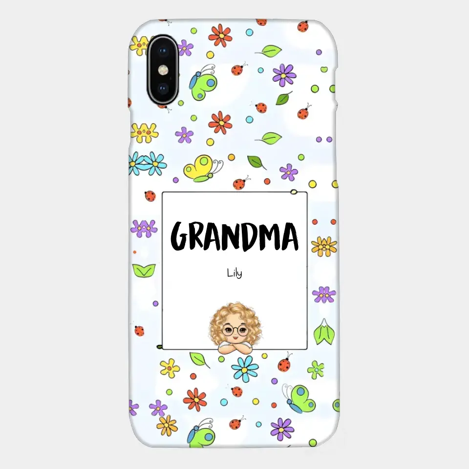Personalized Grandma with Kids Name Flowers Background Gift For Grandma Phonecase