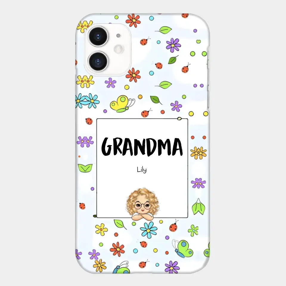 Personalized Grandma with Kids Name Flowers Background Gift For Grandma Phonecase