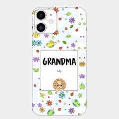 Personalized Grandma with Kids Name Flowers Background Gift For Grandma Phonecase