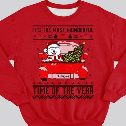 Custom Dog Ugly Christmas Sweater, Its The Most Wonderful Time Of The Year Sweatshirt, Personalized Dog Sweatshirt, Christmas Dog Sweatshirt