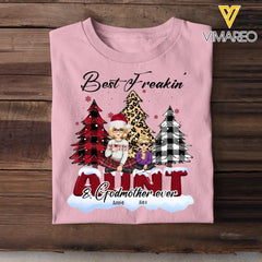 Personalized Best Freakin' Aunt & Godmother Ever Kid Names Christmas Gift T-shirt Printed