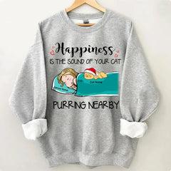 Happiness Is The Sound Of Your Cats Purring Nearby Personalized T-Shirt