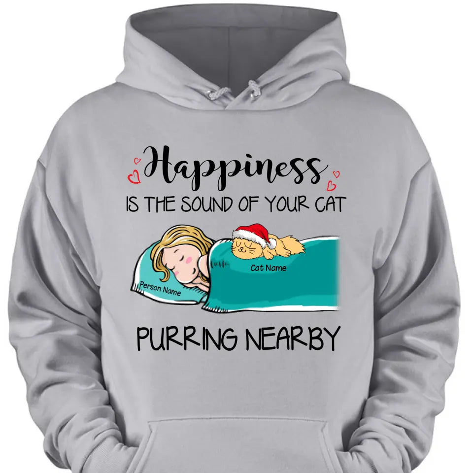 Happiness Is The Sound Of Your Cats Purring Nearby Personalized T-Shirt