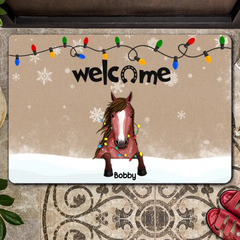 Personalized Welcome Horse Christmas Doormat