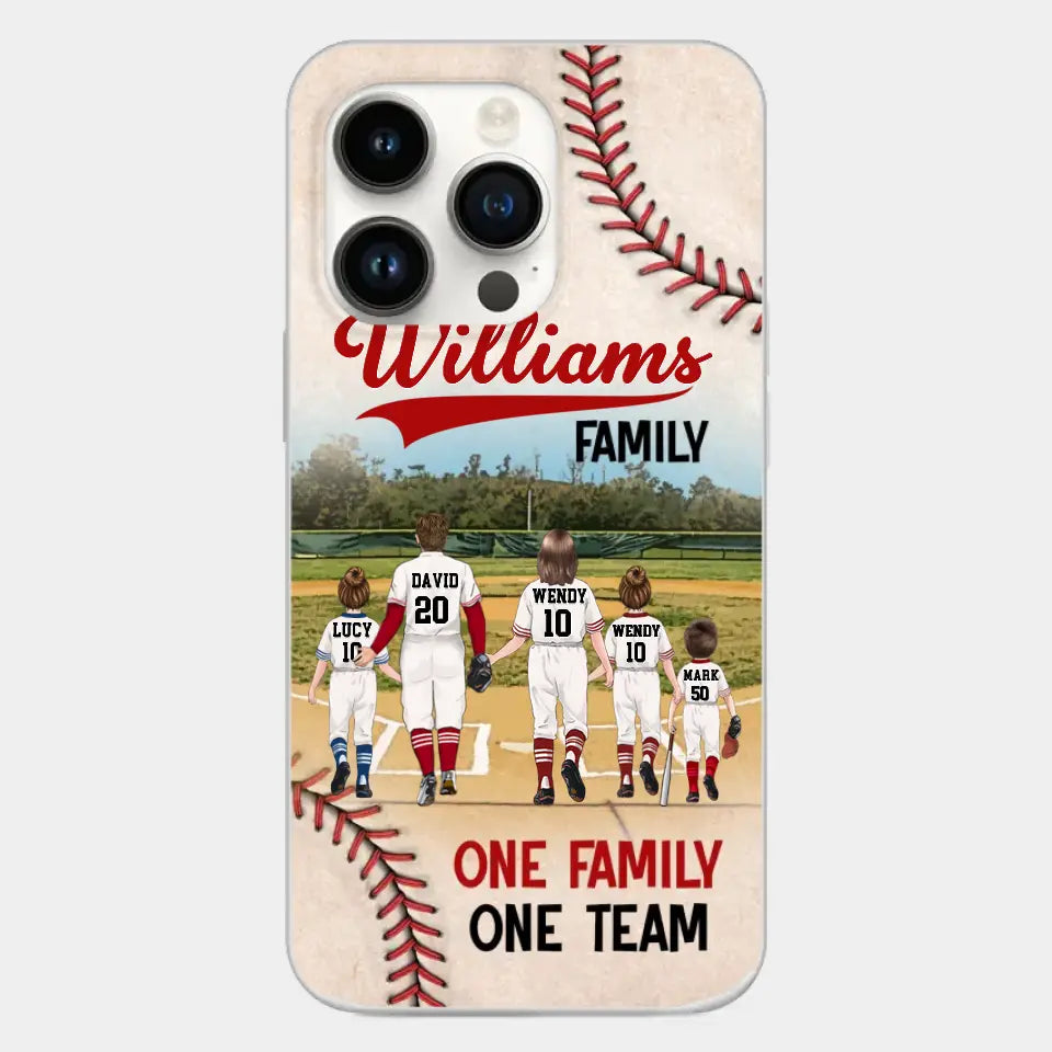Custom Personalized Baseball Family Phone Case - Upto 3 Children - Gift Idea For Valentine's Day/Birthday/Anniversary/ Mother's Day Gift For Wife From Husband - One Family One Team - Case for iPhone/Samsung