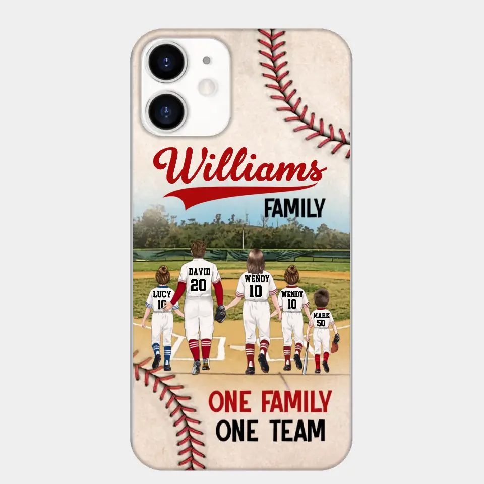 Custom Personalized Baseball Family Phone Case - Upto 3 Children - Gift Idea For Valentine's Day/Birthday/Anniversary/ Mother's Day Gift For Wife From Husband - One Family One Team - Case for iPhone/Samsung
