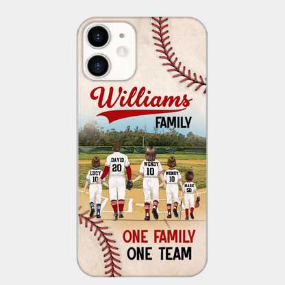 Custom Personalized Baseball Family Phone Case - Upto 3 Children - Gift Idea For Valentine's Day/Birthday/Anniversary/ Mother's Day Gift For Wife From Husband - One Family One Team - Case for iPhone/Samsung