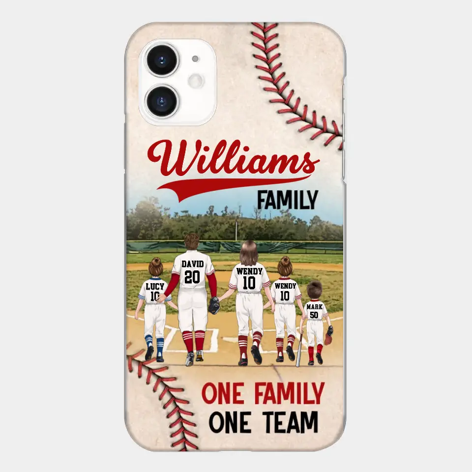 Custom Personalized Baseball Family Phone Case - Upto 3 Children - Gift Idea For Valentine's Day/Birthday/Anniversary/ Mother's Day Gift For Wife From Husband - One Family One Team - Case for iPhone/Samsung